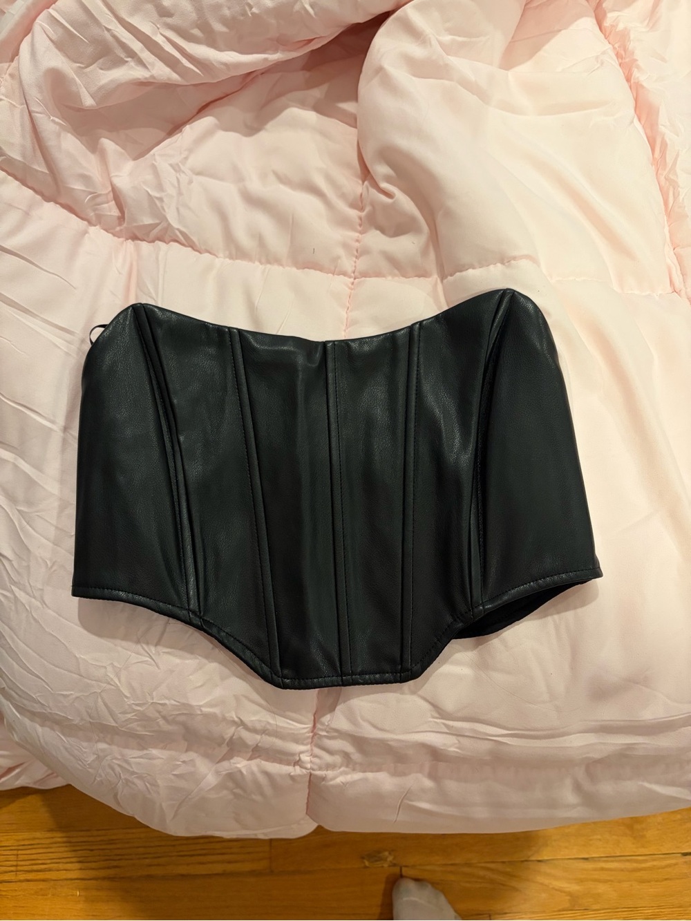 Garage Black Faux Leather Corset-Style Mini Skirt